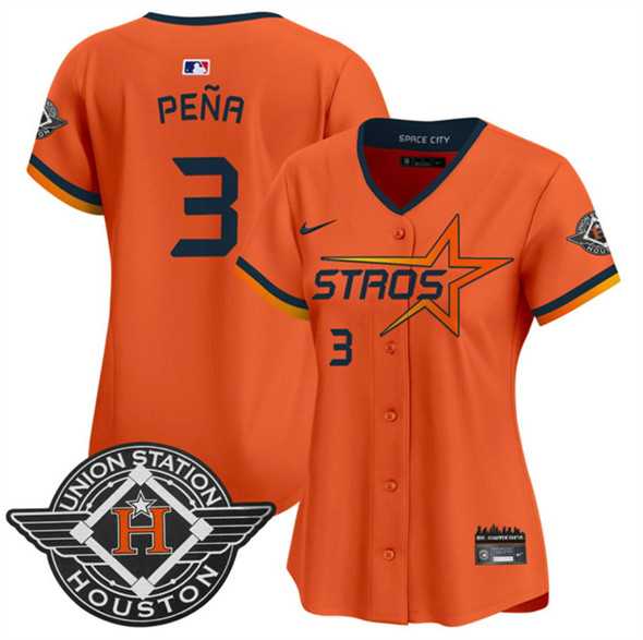 Womens Houston Astros #3 Jeremy Pena Orange 2025 City Connect Limited Stitched Jersey Dzhi